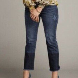 CAbi Golden Eye Star Cropped Raw Hem Slim High Rise Boyfriend Jean Size 2
